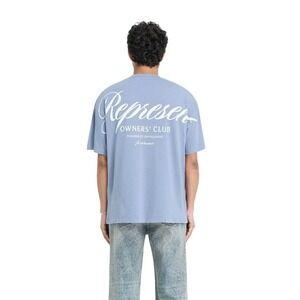 REPRESENT Owners‎ Club Script T-Shirt Mens XL Blue Logo Print Short Sleeve Top
